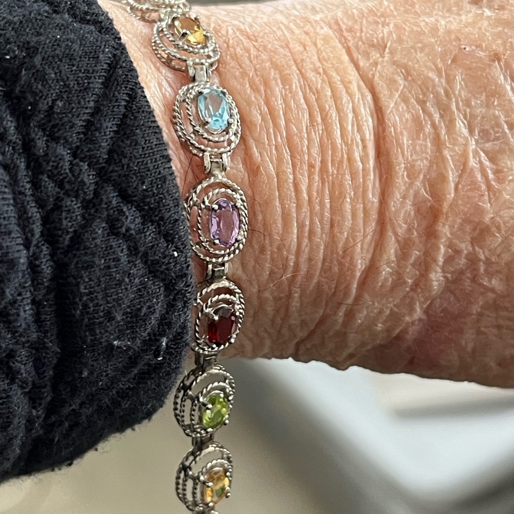 Source Unknown Silver Multi-Gem Bracelet - image 6